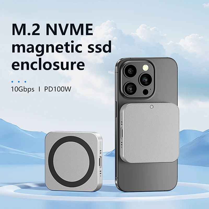 

M3NF Magnetic M.2 NVMe SSD Enclosure–10Gbps USB 3.2, Built-in Cooling Fan Supports 2230/2242 SSD up to 2TB 4K ProRes Ready