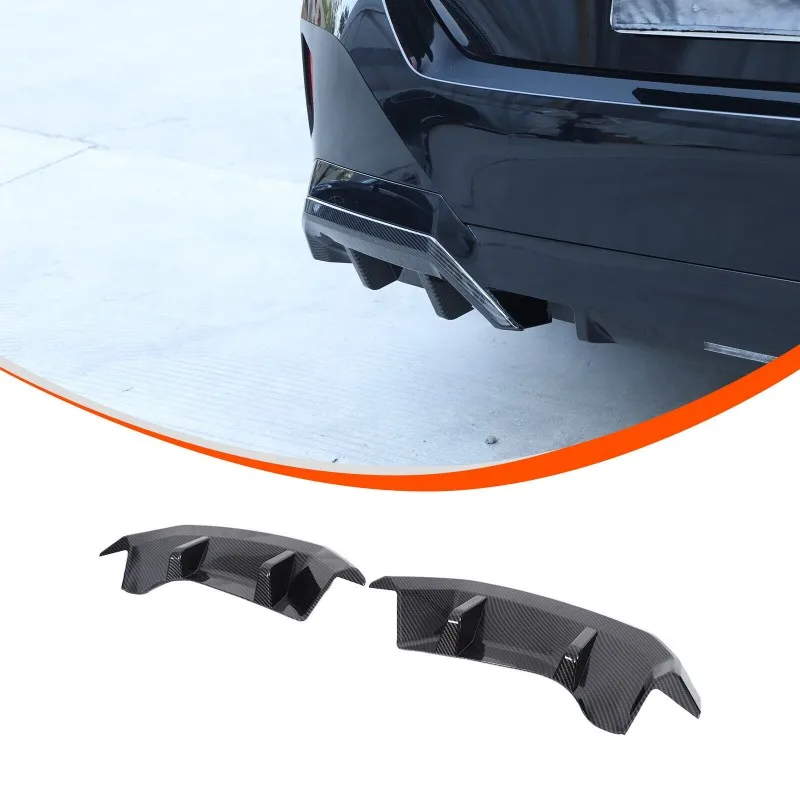 ABS Carbon Car Rear Exhaust Pipe Upper Panel Trim Lip Spoiler Splitter Cover For BMW 5 Series G60 G61 G62 Sport Spec 2024-2025