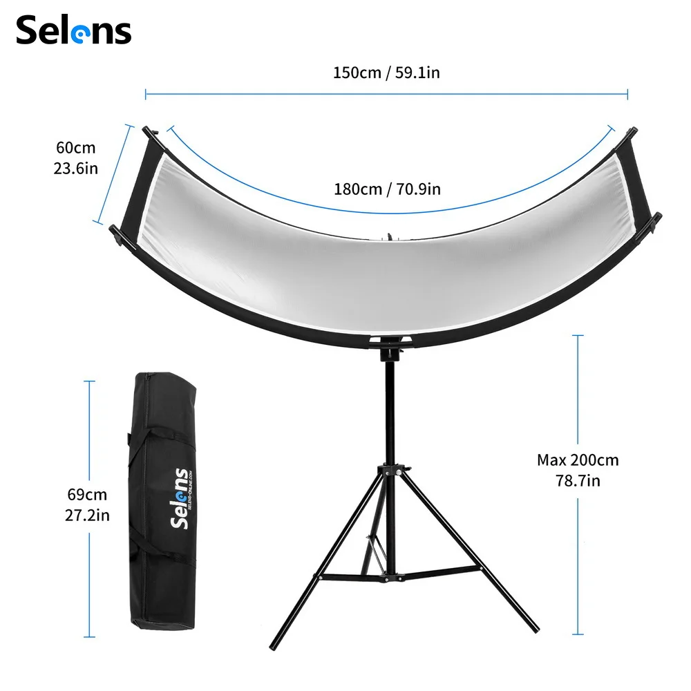 Selens U-Type Reflector W/ Tripod Collapsible Photography Light Reflective Screen For Photo Studio Kits Photography Accessories