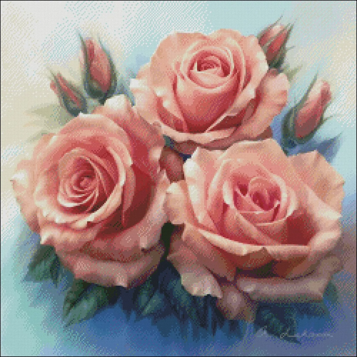 Pink Roses 4 - Counted Cross Stitch Kits - DIY Handmade Needlework Embroidery 14 CT Aida Cross Stitch Sets DMC Color