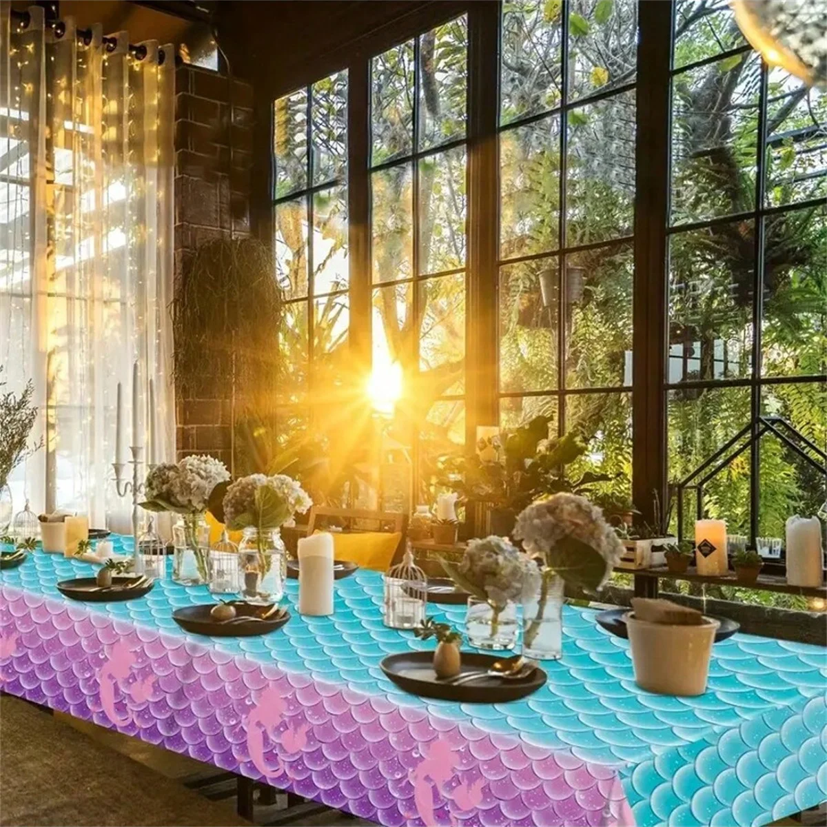 1pc Disposable PE Plastic Tabl - Table Cloth Disposable review and price