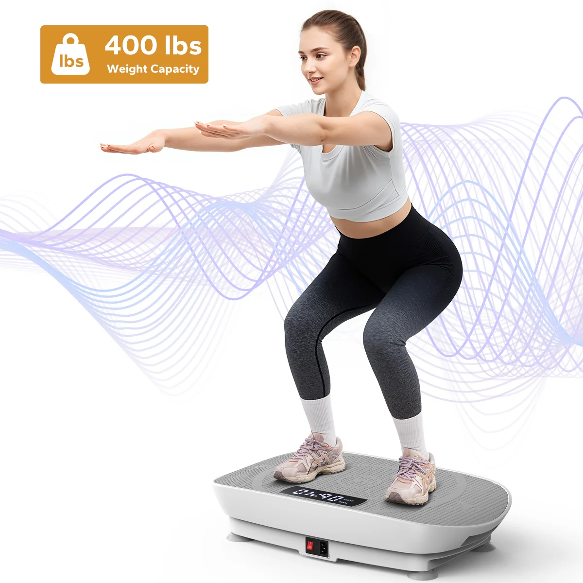 MERACH Plataforma Vibratoria,Plaque Vibrante Oscillante,Altavoz Bluetooth, Pantalla LCD,con 10 niveles de selección de velocidad de vibración,Plataforma Vibración Muscular para Hacer Ejercicio en Casa