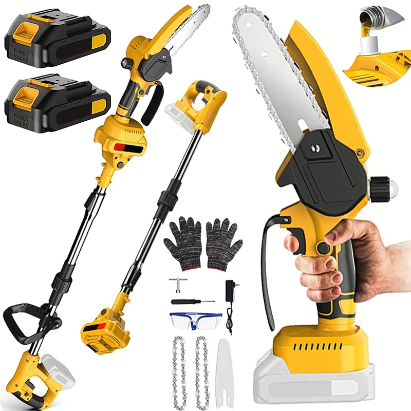 Scie à chaîne sans fil 2 en 1 de 6 pouces, scie à chaîne électrique télescopique, scie à branches hautes, outils de jardinage pour batterie Makita