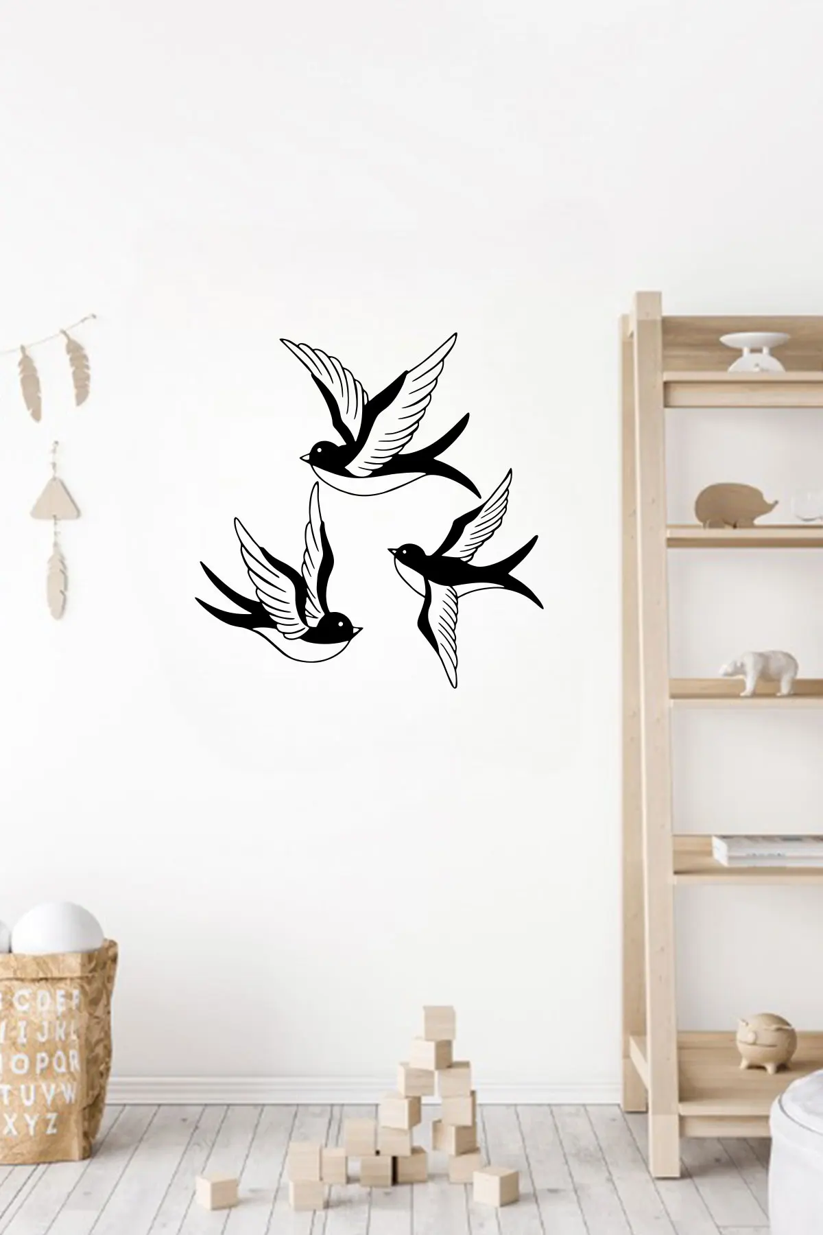 3 Pieces Birds Flying Wood Wall Art Wall Room Home Access 50x50cm Office Living Room Bedroom Kitchen