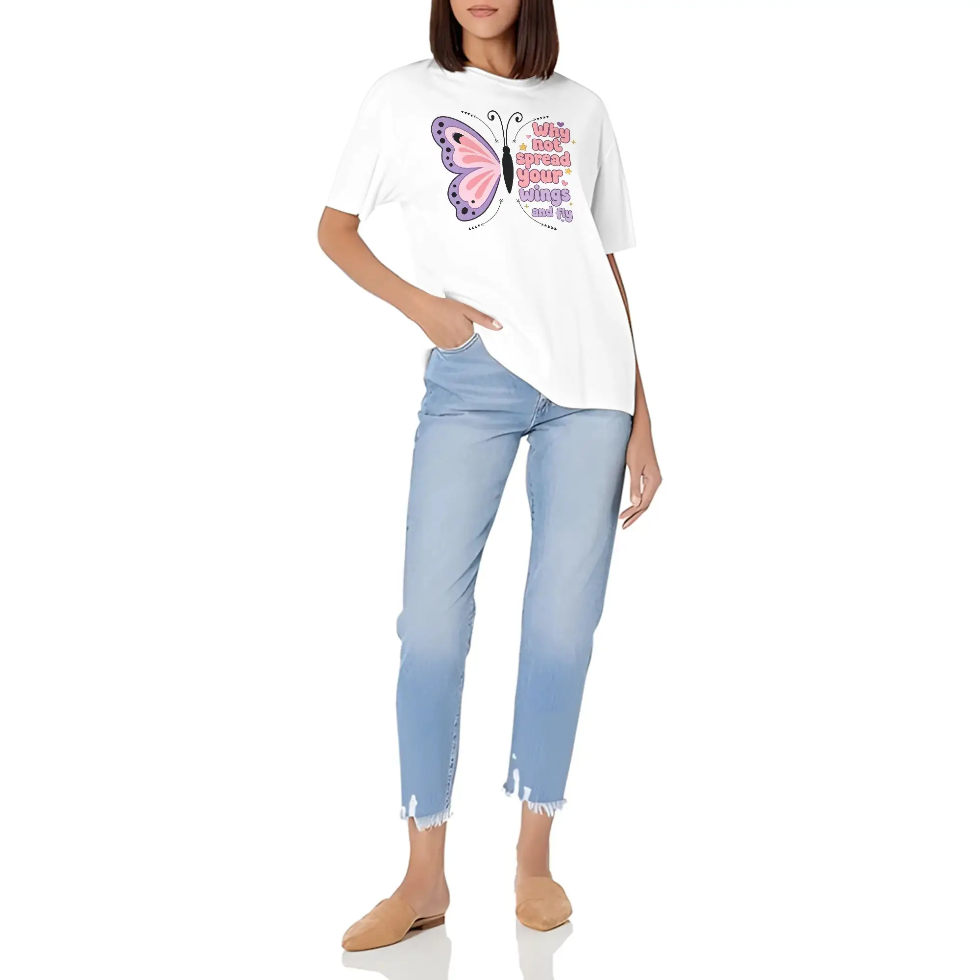 Unisex T-Shirt Cute Positive Quote Tee Why Not Spread Your Wings And Fly Butterfly Inspirational