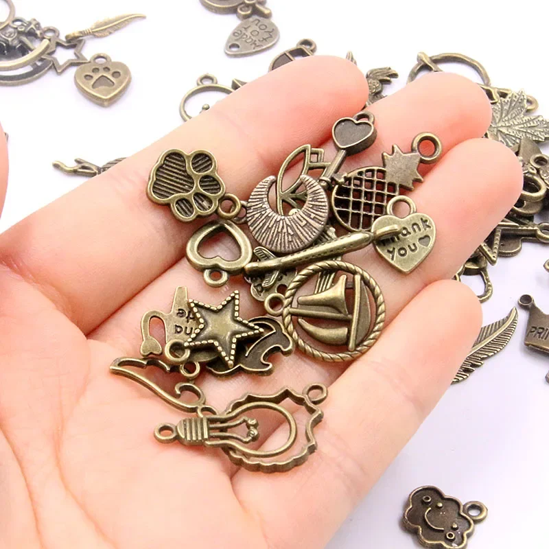 100 sztuk 100 style 2 kolorowe liście serce roślin zwierząt list Charms wisiorki/biżuteria do własnoręcznego wykonania dla naszyjnik bransoletka Making Accessaries — zdjęcie 2