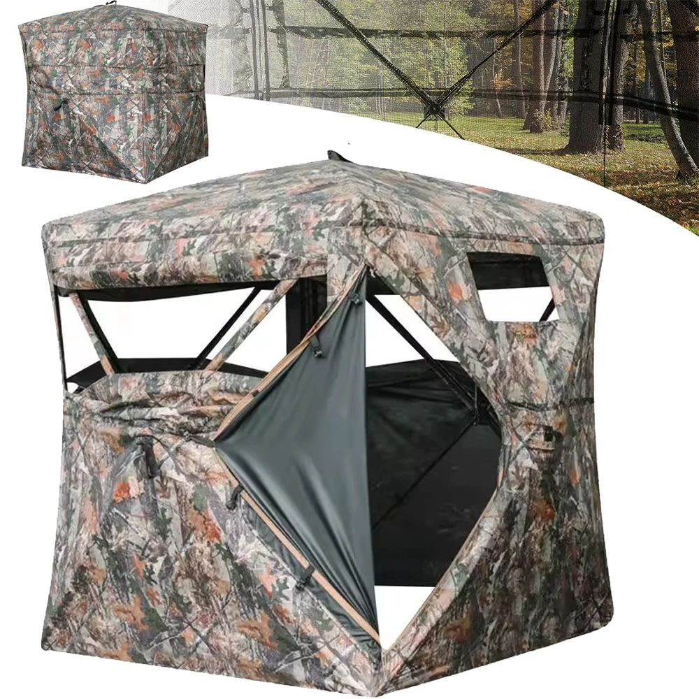 

Tactical 270° Transparent Bird Watching Tent Camouflage Quick-Opening Waterproof Camping Tent Portable Ground Blind Hunting Gear
