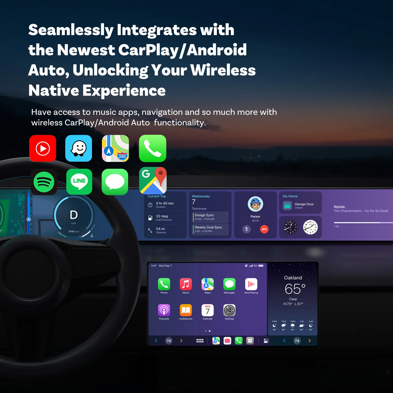 2026 Neuer OTTOCAST MINI Kabelloser Android Auto CarPlay Adapter Box Bluetooth Auto-Zubehör für iPhone für Samsung Google Phone – Detail 6