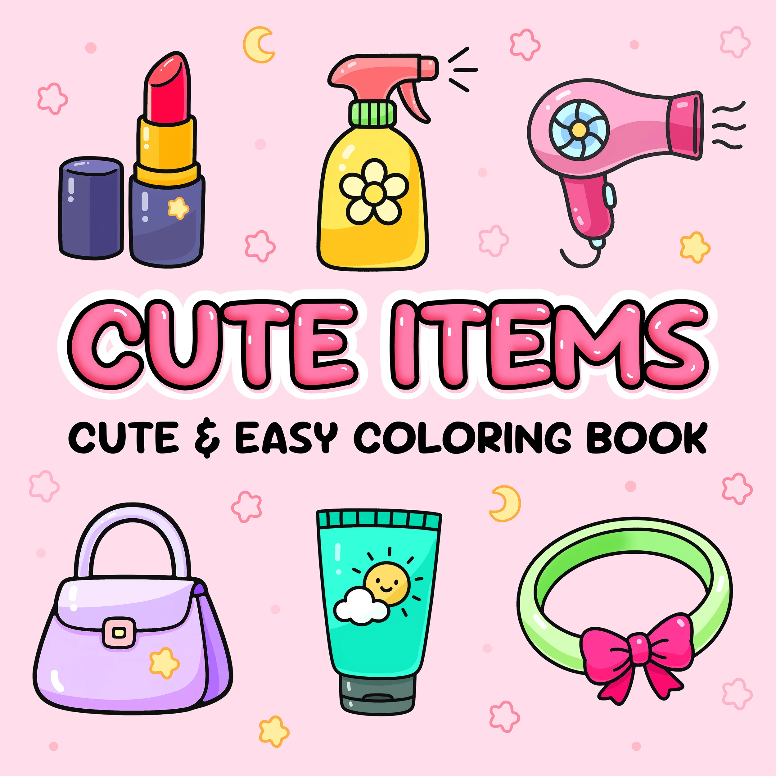 

CUTE ITEMS Bold & Easy Coloring Book for Adults Kids Cute Drawing Book Perfect Gift for Party and Birthday
