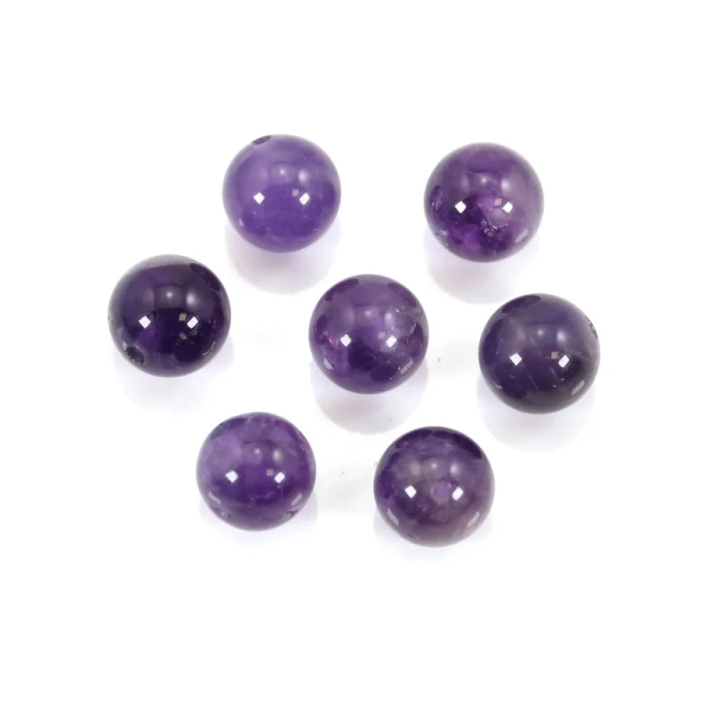 

5pcs Amethyst Half Drilled Beads Round Semi Hole 6/8/10mm Genuine Natural Gemstone For Jewelry Making DIY Earrings Pendant