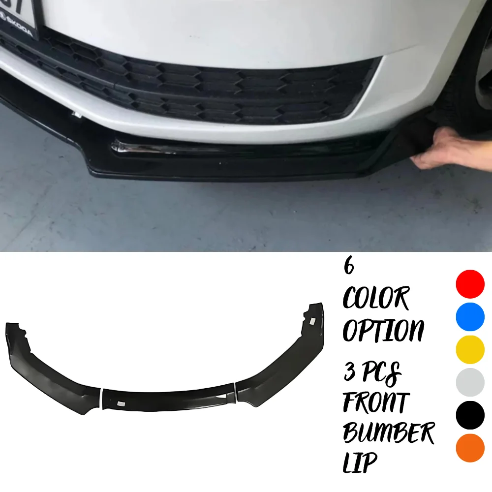 3 Pcs Front Bumper Lip For Skoda Rapid Body Kit Car Accessories Spoiler Splitter Diffuser Flap Sport Bumper Exterior Parts