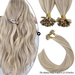 Ugeat u ponta extensão do cabelo humano 1 g/s prego u ponta cabelo para mulher 14-24