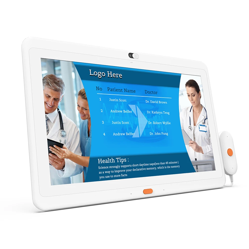 Tablette PC médicale montée sur lit, PoE, Android 11, caméra de confidentialité, SOS, annulation explorez o pour QU, VESA, 10 pouces