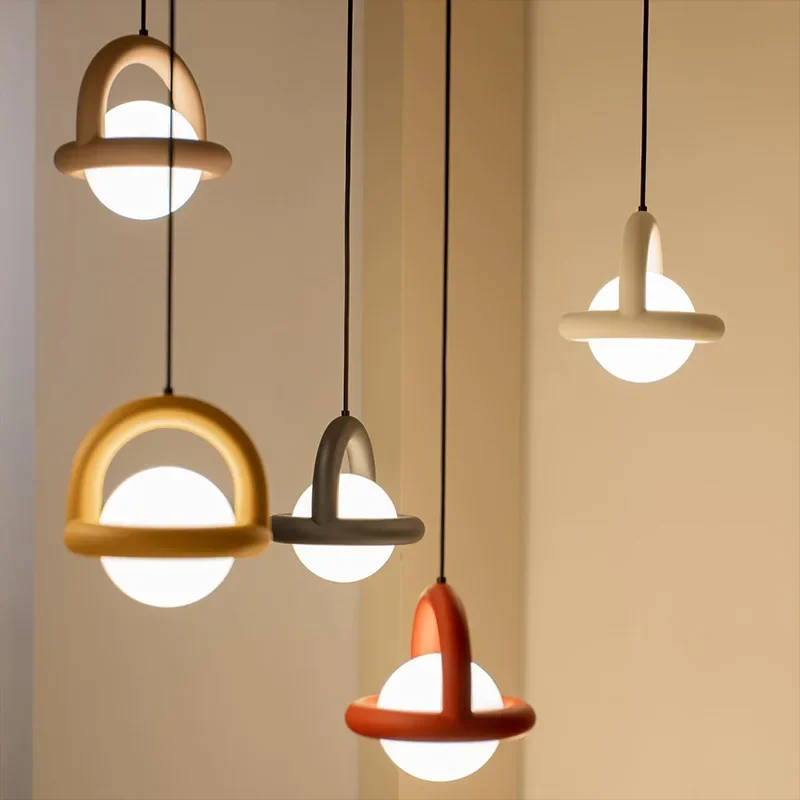 Nieuwe stijl LED-hanglampen acryl bal zwart wit groen rood geel metaal G4 lamp voor eetkamer keuken slaapkamer kantoor - afbeelding 2