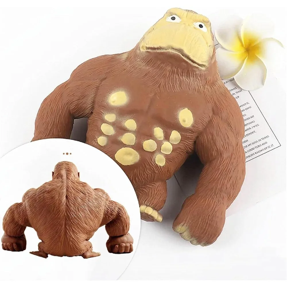 スクイーズモンキー スクイーズトイ 弾性伸縮性のある接着剤砂入りゴムゴリラ 自閉症解消 ストレス解消 大人のおもちゃ