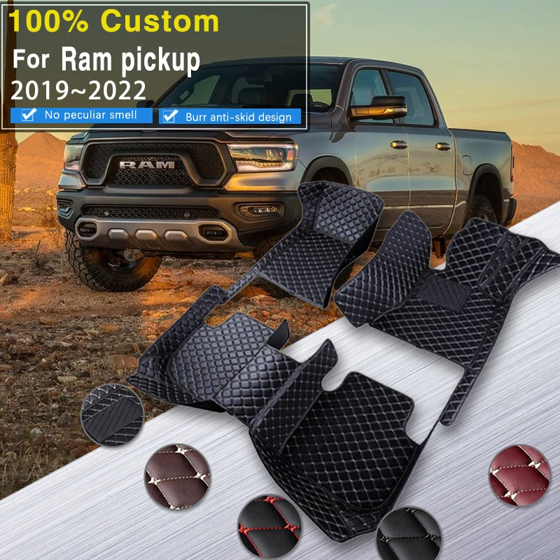 Car Floor Mats For Dodge ASV Ram 1500 DT 2019~2022 Anti-dirt Carpets Leather Floor Mat Rugs Pad Interior Parts Car Accessories