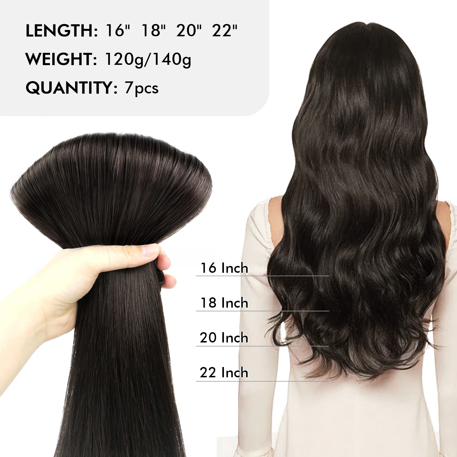 Sixstarhair 7 قطع ريمي عذراء الشعر البشري كليب الإضافية 120 جرام و 140 جرام/حزمة 16/18/20/22 بوصة كليب في الشعر التمديد للنساء