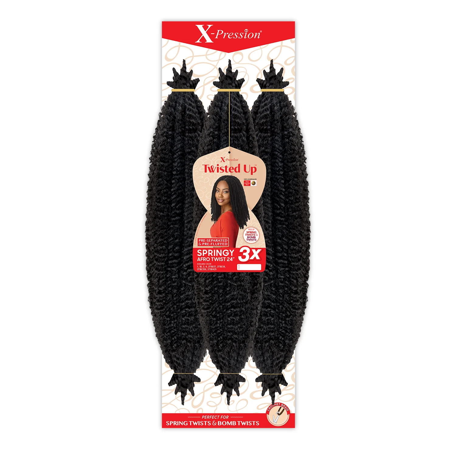 Outre szydełkowe warkocze X-Pression skręcone 3X sprężysty Afro Twist 24 