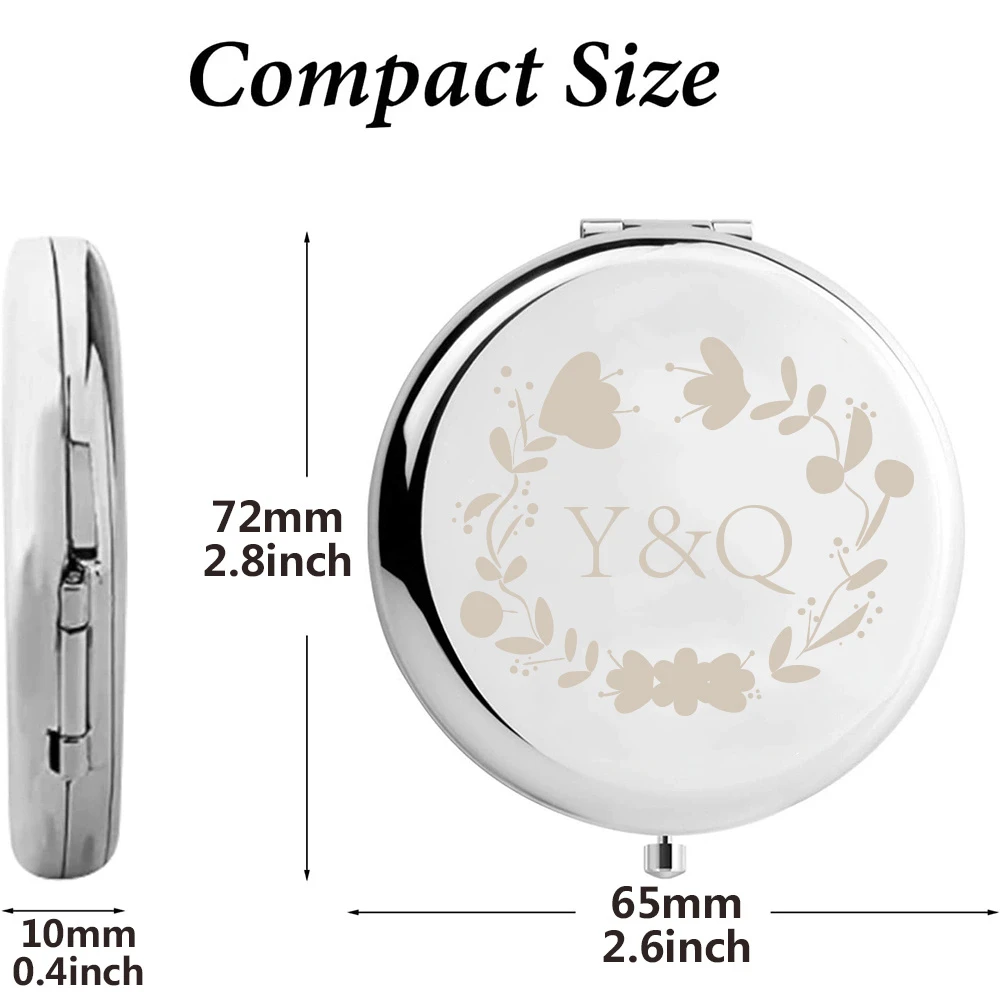 Personalized Tricolor Compact Folding Makeup Mirror, Custom Name, Gift for Birthday/Wedding/Daughter/Friends