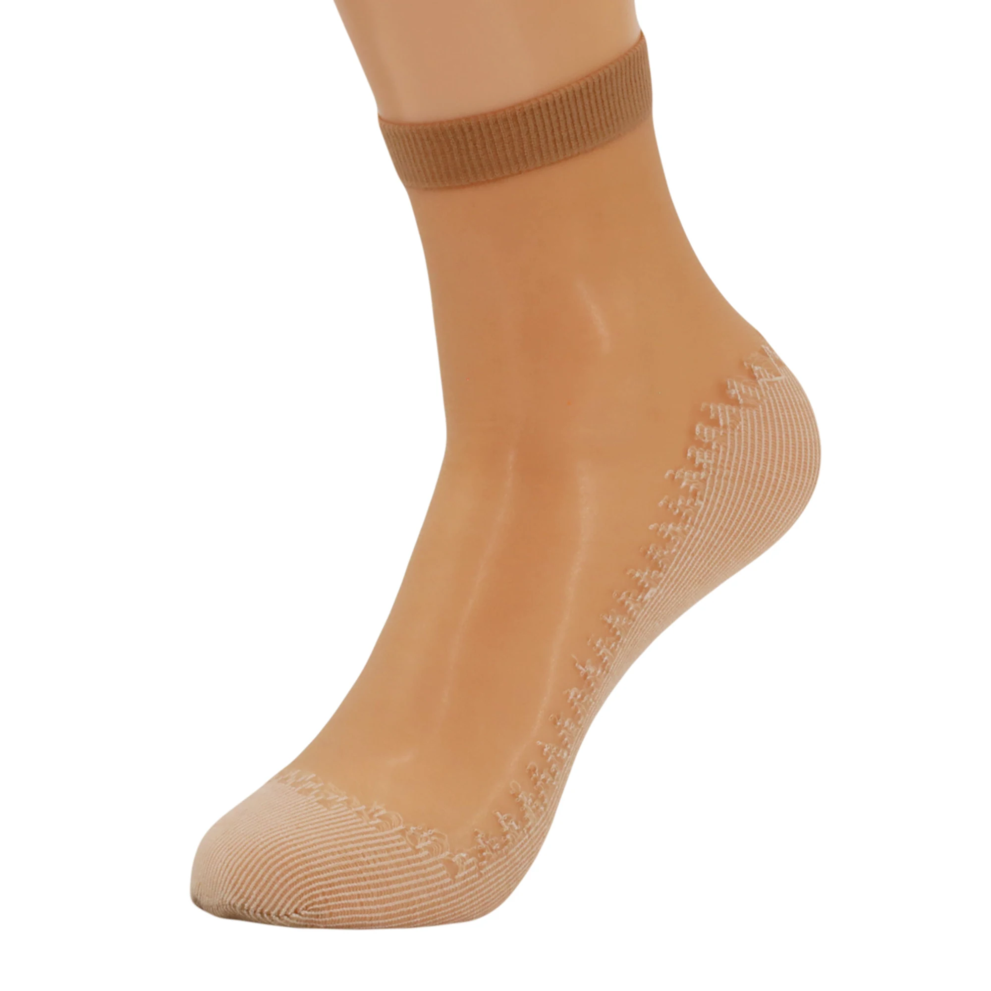 Anti-Slip Sheer Ankle Socks with Cotton Sole 10 Pairs