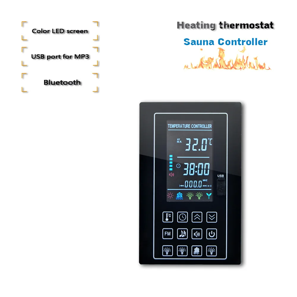 110V 220V 30A Sauna Controller Infrared LCD touch screen Sauna Room Thermostat with bluetooth module Optional