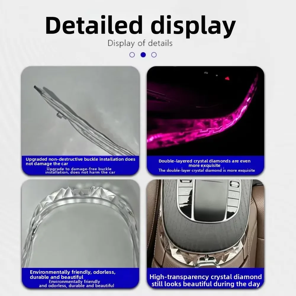 Kristall-Ambientebeleuchtungs-Zierleiste für Mercedes-Benz W213 E-Klasse E200 Coupé E260 E300L Mittelkonsole Atmosphärenlampe Interieur – Detail 6