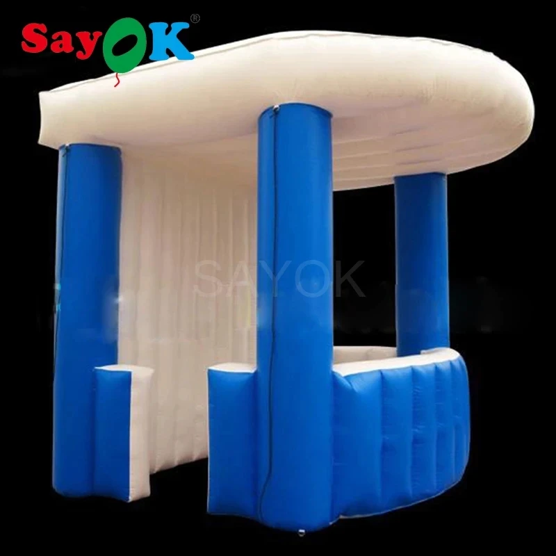 SAYOK 2.5m Portable Inflatable Sales Kiosk Candy Cotton Stand Sale Booth Inflatable Concession Booth for Sale Food Ticket Juice