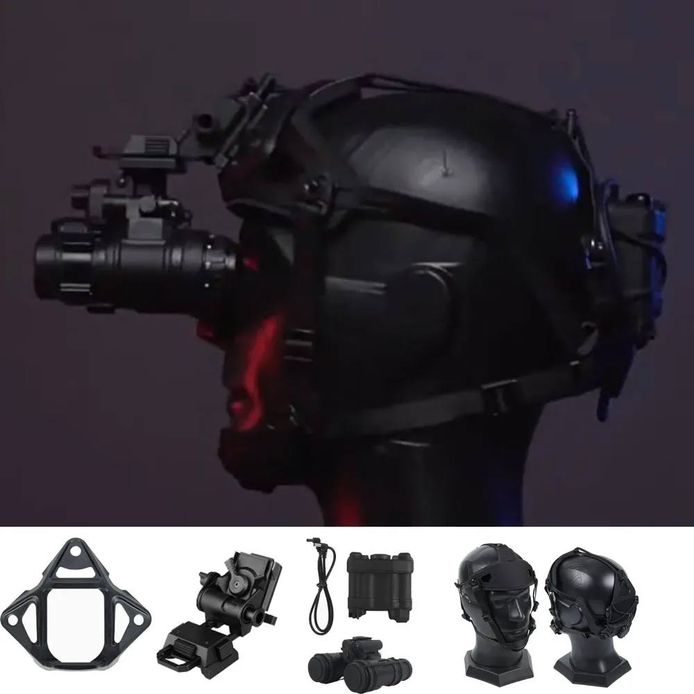 إطار للرؤية الليلية بإطار فولاذي، دعامة تلسكوب مثبتة على الرأس مع حقيبة بطارية تثبيت NVG لمعدات إطلاق كرات الطلاء Airsoft #1