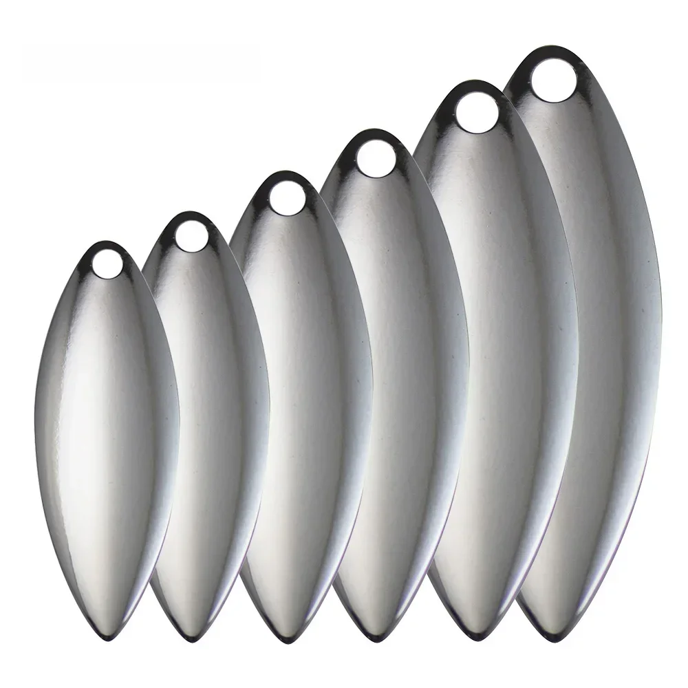 50 stücke Größe 1-6 Nickel Stahl Willow Spinner Klingen Glatte Oberfläche, DIY Spinner köder Angeln