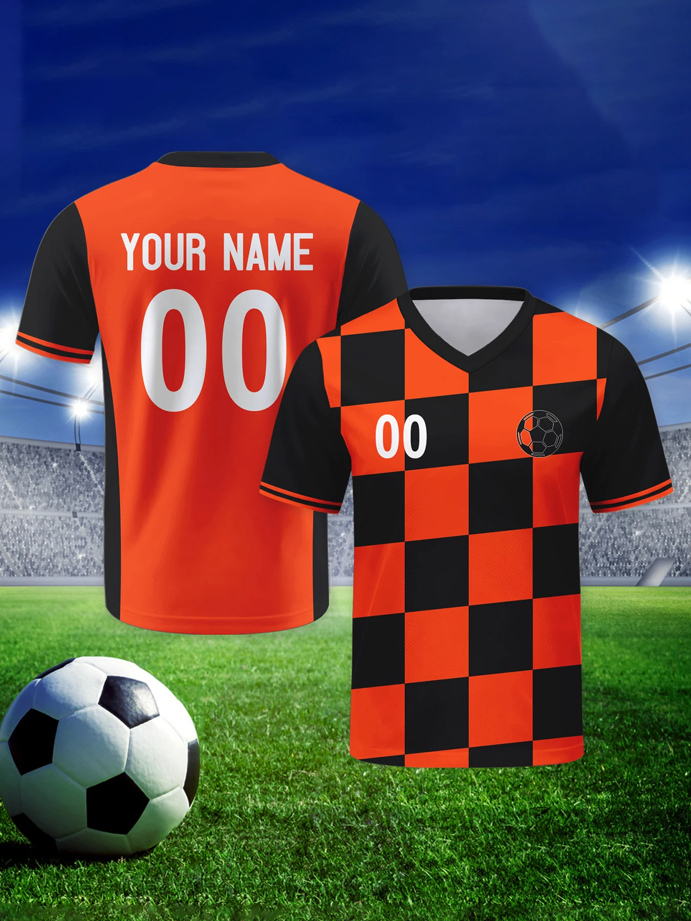 

Custom Football Shirt for Match Personalized Orange & Black Soccer Jersey with Name & Number Soccer Top for Women Men Youth