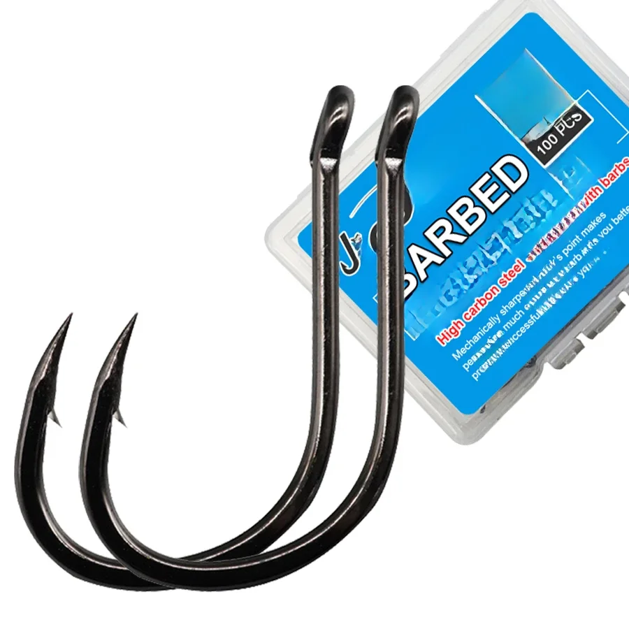 Hameçons circulaires décalés hameçons de pêche poulpe en acier à haute teneur en carbone hameçons de pêche au poisson-chat noir hameçons de poisson d'eau douce 19 tailles 19-22 #