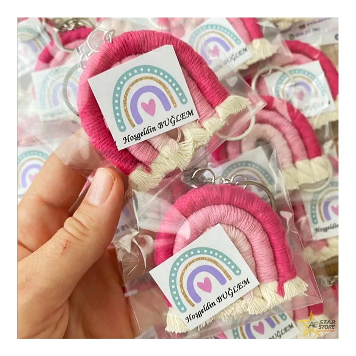 Makrome Rainbow Keychain Birthday Babyshower Wedding Promise Engagement Special Day Gift