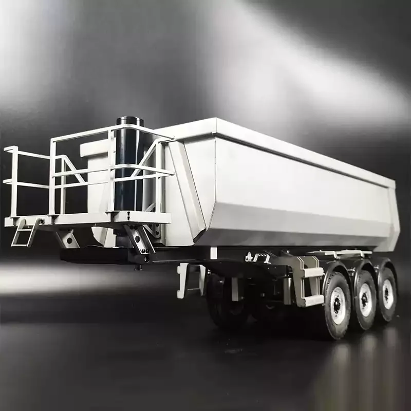 MD Model 1/14 RC Simulation Metal Hydraulic Tri-Axle Dump Trailer For Tamiya LESU 1/14 RC Tractor Truck Model Toy
