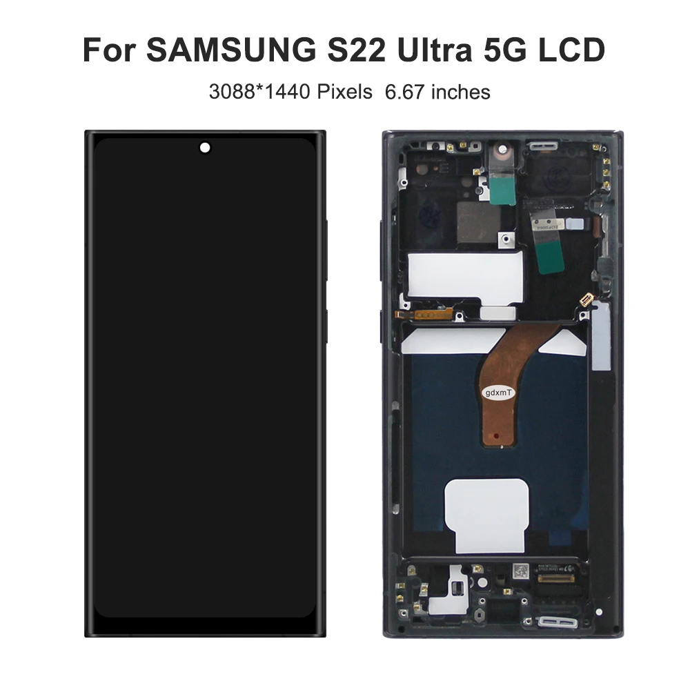 For AMOLED With Frame For Samsung S22 Ultra 5G LCD S908B S908U S908N Display Touch Screen Digitizer Assembly