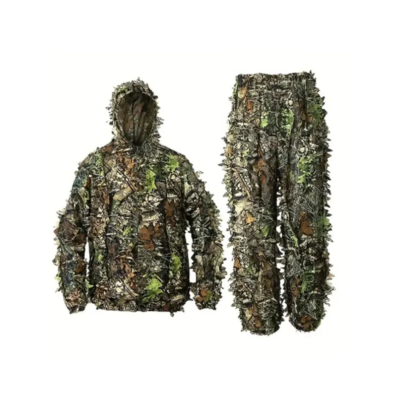 Stealth 3D Maple Leaf Camouflage Forest Bird Watching Suit Hooded Ghillie Suit Bionic Color Leaf Camouflage Hunting Dead Leaf