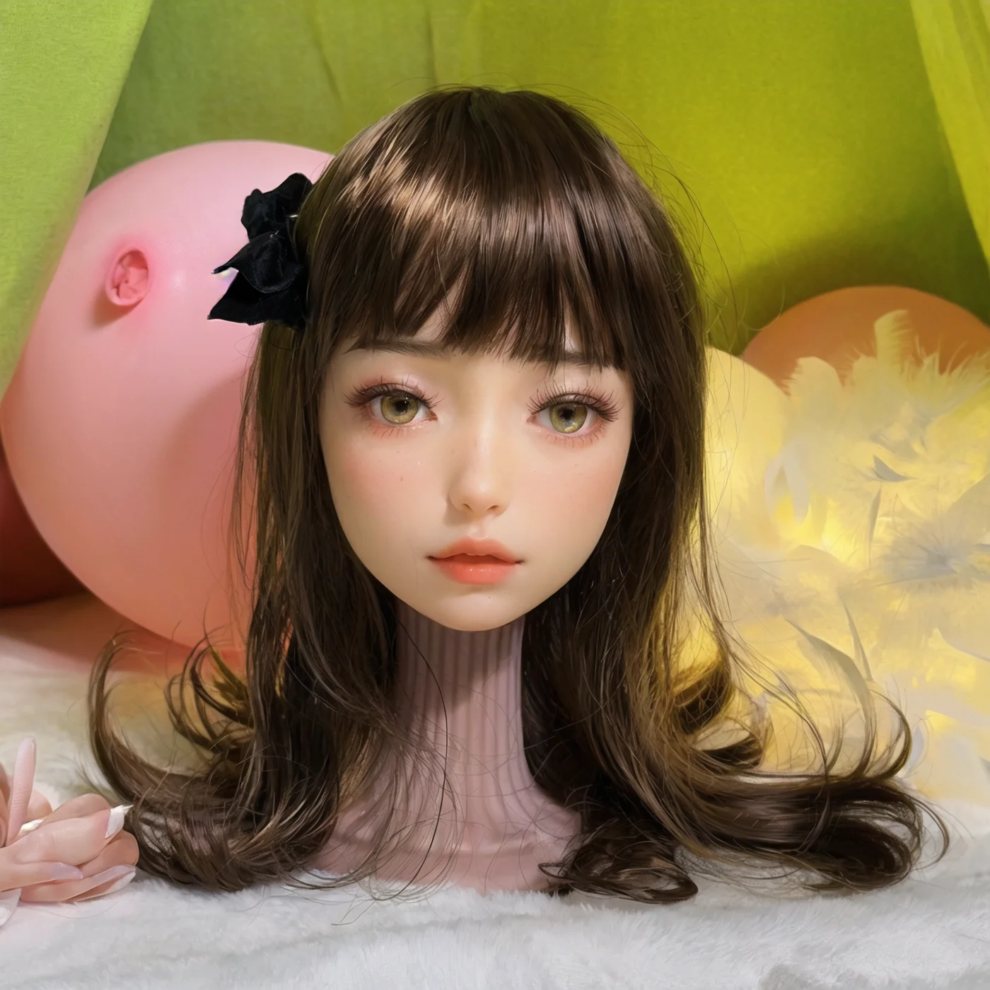 

Advanced makeup mannequine head, with M16 mount, built-in skull and detachable wig - including hair and blue eyes, single-head m