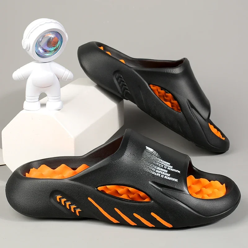 Pantoufles de Massage d'été pour hommes, sandales d'intérieur et d'extérieur, chaussures de plage décontractées, tongs à semelle souple, grande taille 47