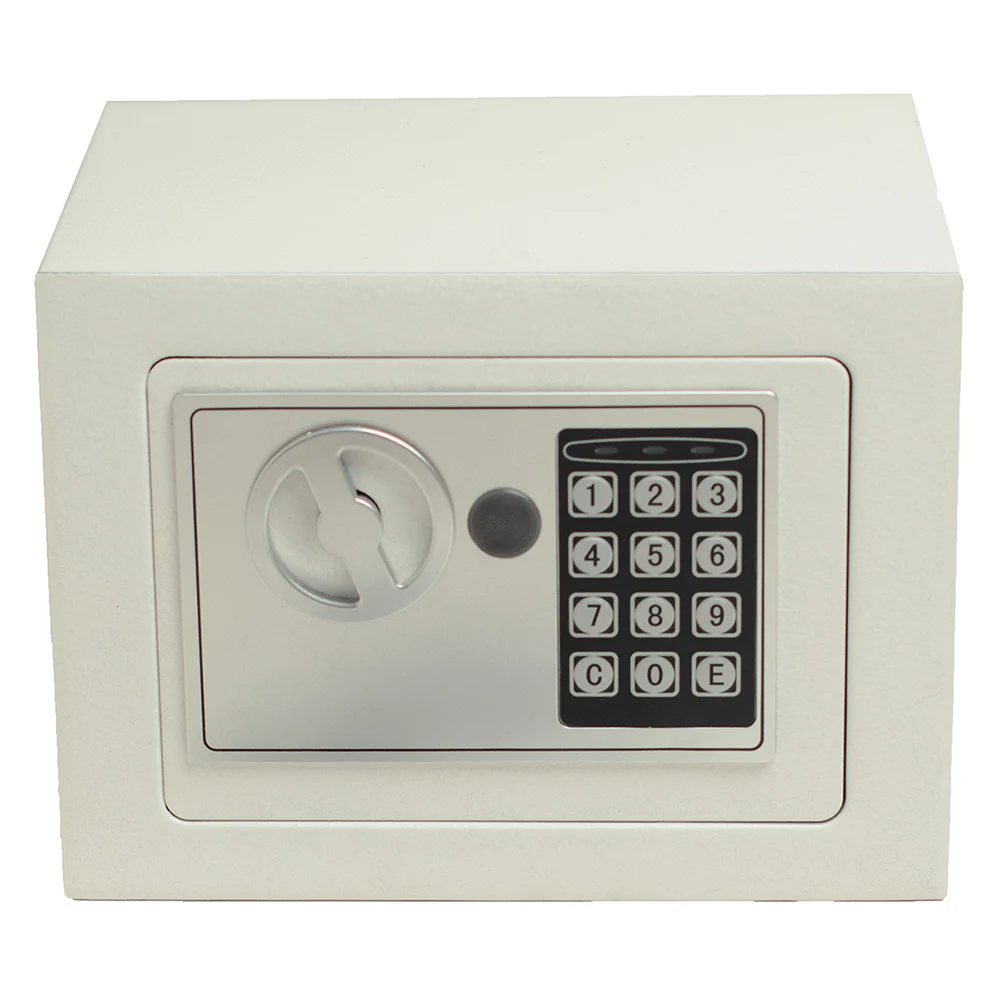 Caja Fuerte de Seguridad Antirrobo. Con 6L de capacidad y doble acceso (clave y llave). Fabricada en acero. Ideal para dinero, joyas y documentos. Kit de instalación incluido. ¡Protege tus objetos de valor!