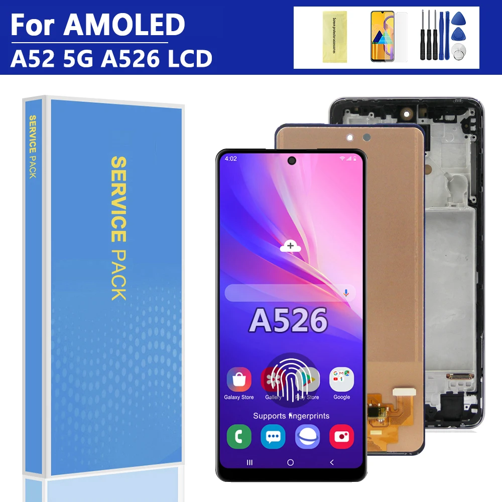 A52 5G AMOLED Display For Samsung A526B SM-A526B/DS, SM-A5260 LCD Display Touch Screen Digitizer Assembly Replacement