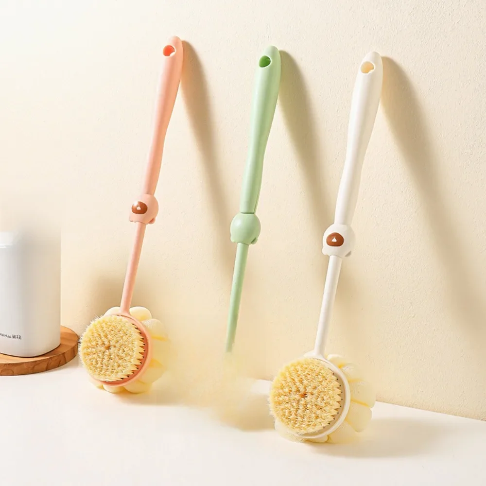 Brosse de douche double face en Silicone à Long manche, brosse de lavage de salle de bain, Massage du dos, brosse exfoliante, fournitures de bain