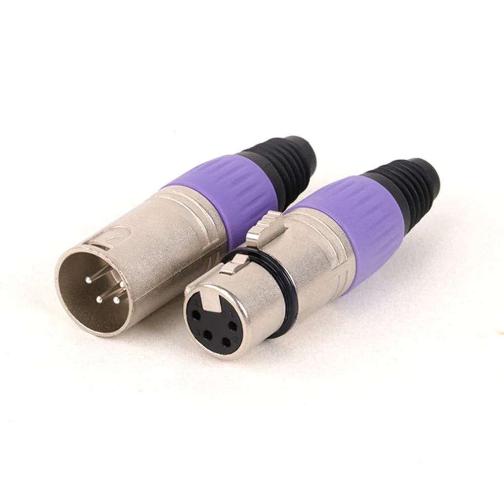 1pc 4Pin XLR Cable Connector,XLR Male Plug Female Jack Adapter,Zinc Alloy Case+Copper Contact Solder Type Cannon Terminal Jack