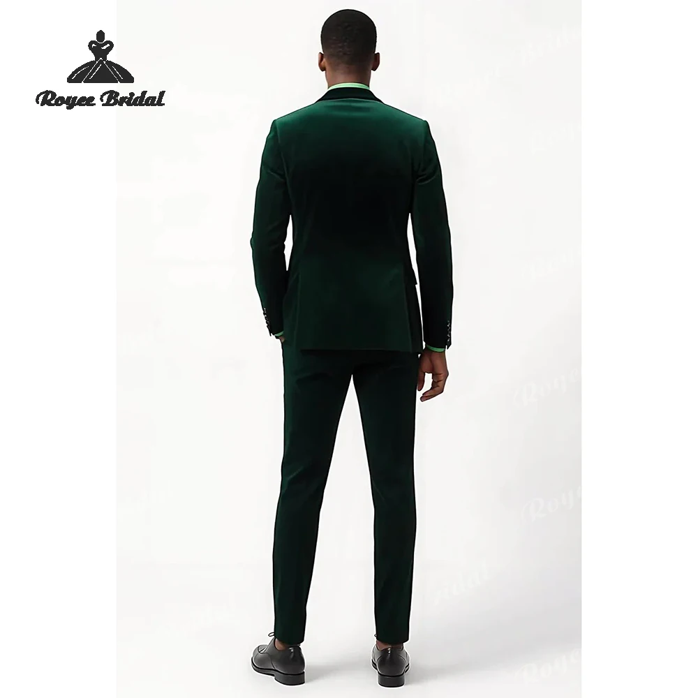 다크 그린 투피스 싱글 브레스티드 남성 정장 웨딩 2026 피크 라펠 이브닝 수트 맞춤 제작 남성복
