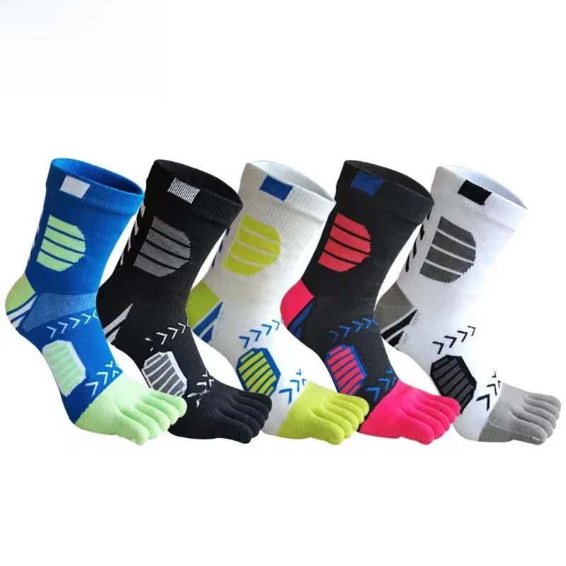 AliExpress VERIDICAL 5 Pairs Sport Toe Socks Compression Pure Cotton Sweat-Absorbing Colorful Bike Marathon Fitness