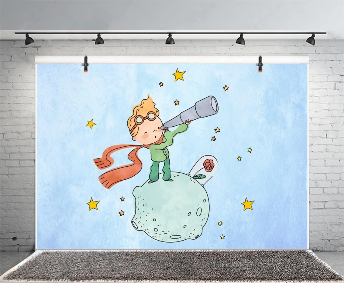 Little Prince fondale Universe Meteorite Boys Happy Birthday Party Photography Background Photo Studio Prop Decor Banner
