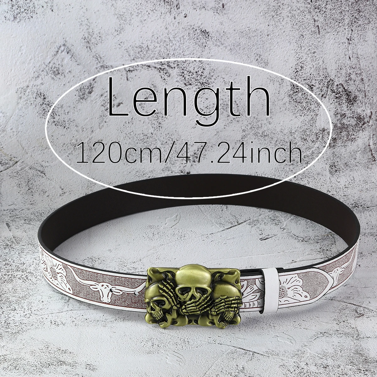 เข็มขัดลายกะโหลกปาล์มสไตล์เรโทรดาร์กโกธิคพังก์ 1 เส้น เข็มขัดสำหรับใส่ในชีวิตประจำวัน