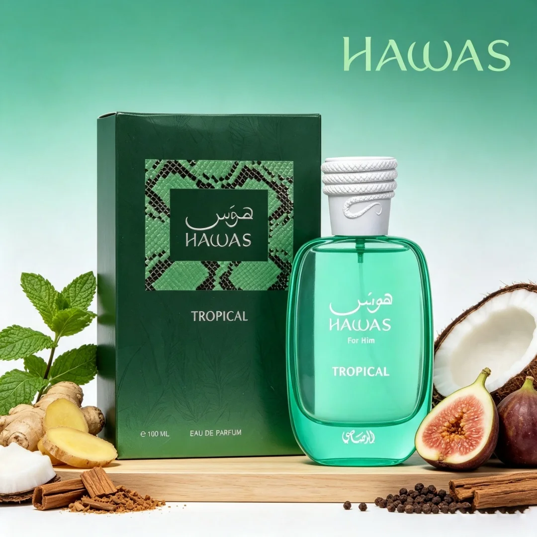 Hawas Tropical by Rasasi Men's Perfume 100ml , Refreshing Fig & Tonka Bean Aromatic Green Fragrance view 5
