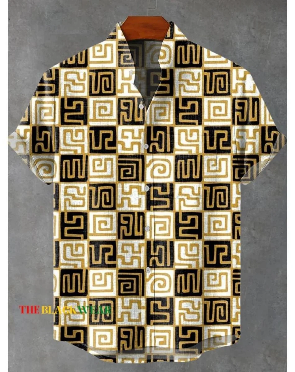 

Chemise à manches courtes en lin pour homme Tiger, imprimé à motifs ethniques, mode décontractée, livraison rapide, hauts hawaïe