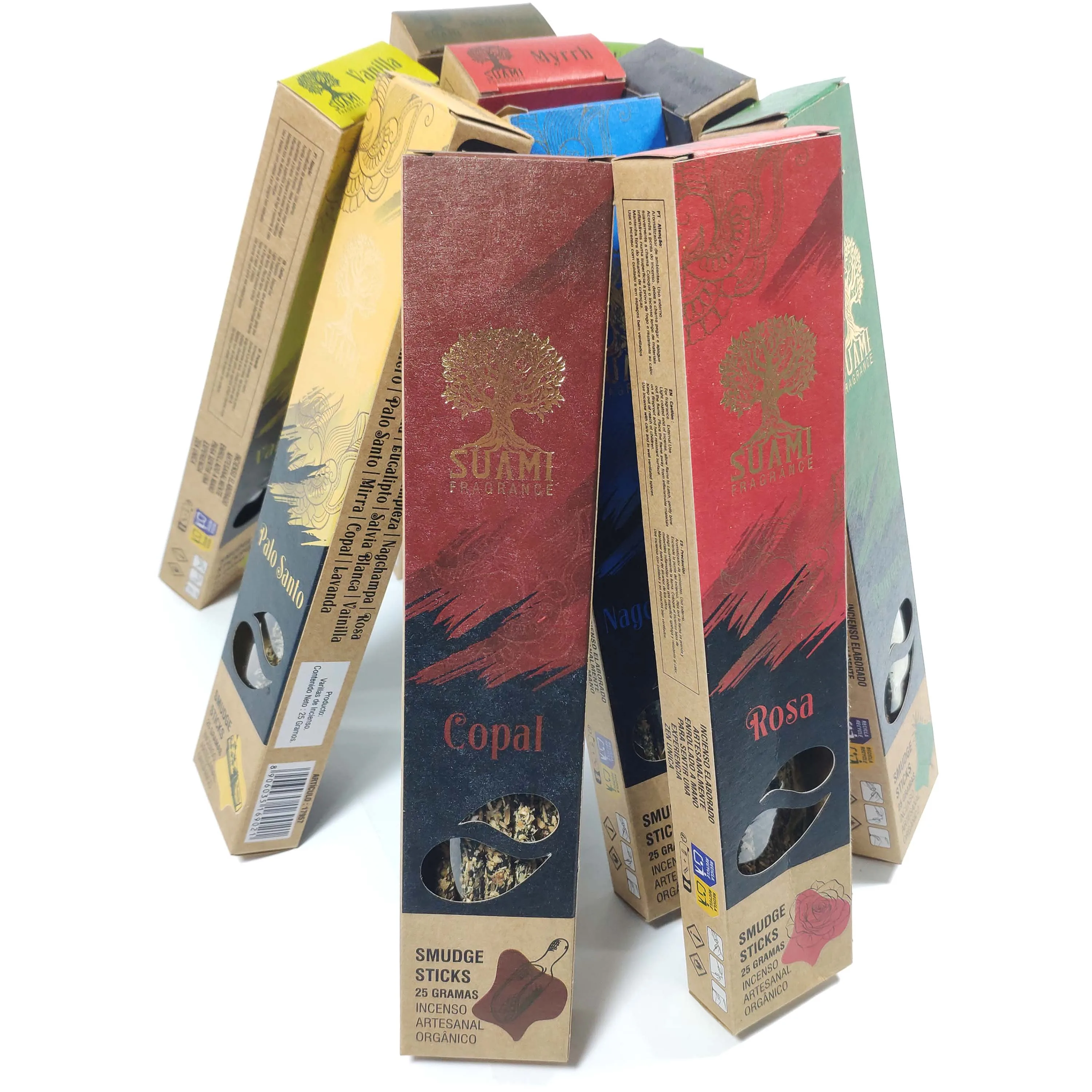 أعواد تلطخ البخور الأصلية من عطور أوم المصنوعة يدويًا عضويًا رودا كوبال 7 شاكرات لافندر روزماري مر خشب الصندل بالو سانتو بخور روحي مختصرات تنظيف كاملة تفتح مسارات 7X7 ضد