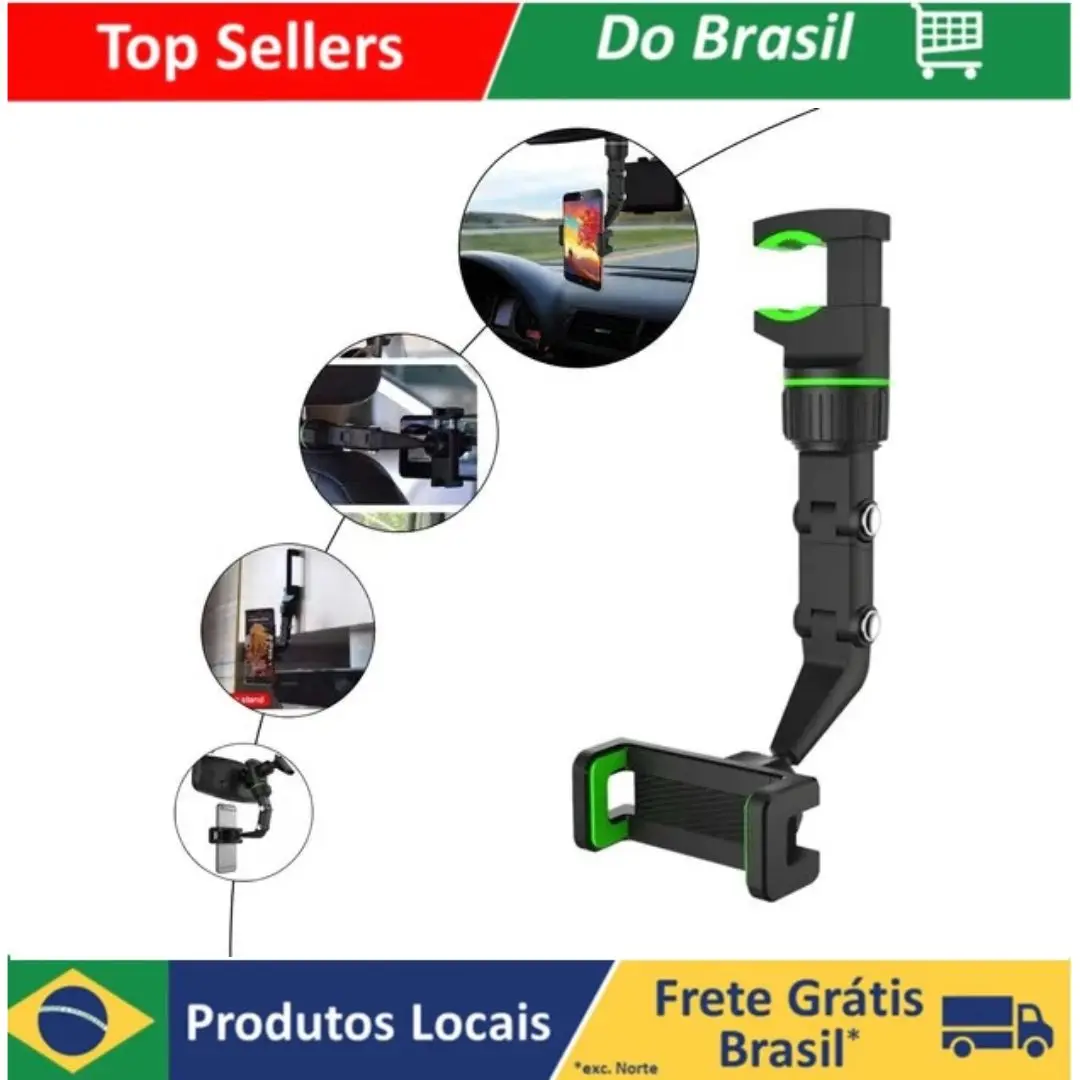 Suporte do telefone do carro da multi-função 360 ° rotatable assento do espelho retrovisor do carro pendurado suporte do grampo