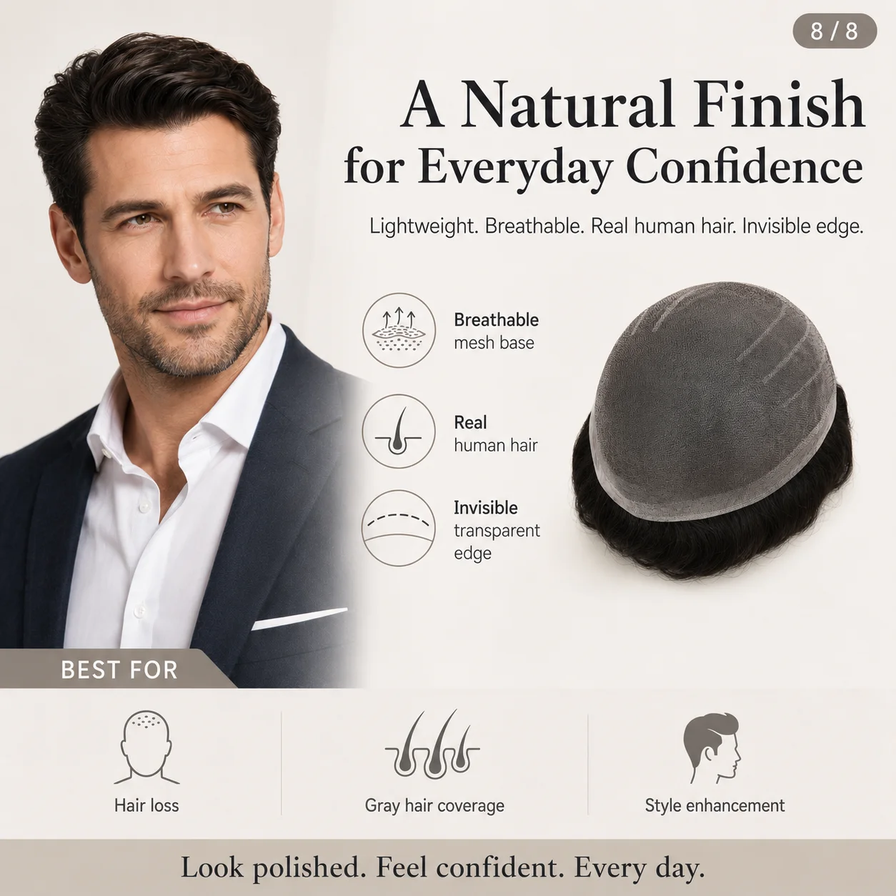 Topúnico soldado masculino peruca sistema de substituição de cabelo humano protese capilar hombre masculino pedaço de cabelo sistema de cabelo humano peruca